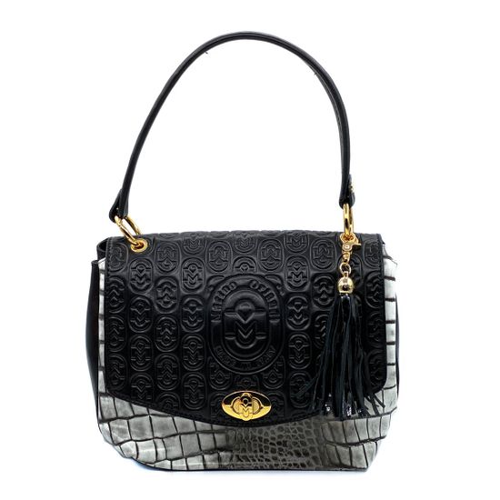 Сумка Marino Orlandi черно-белая крокодил - фото 1, 