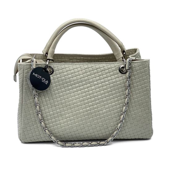 Сумка на плечо MOT CLE  кожаная плетеная бежевая - фото 1, B9601 MOT BEIGE