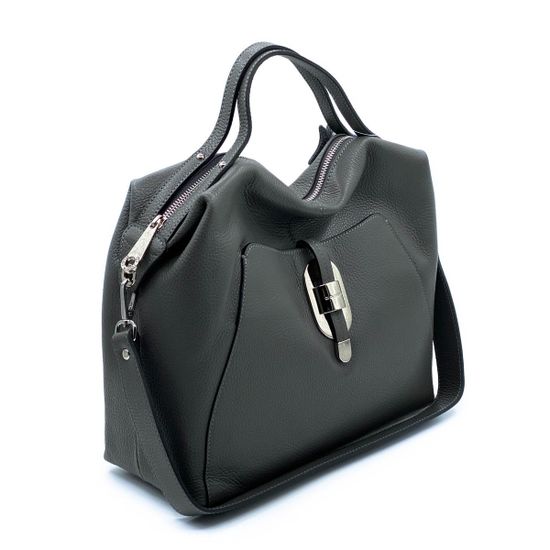 Сумка Di Gregorio серая кожаная - фото 2, 