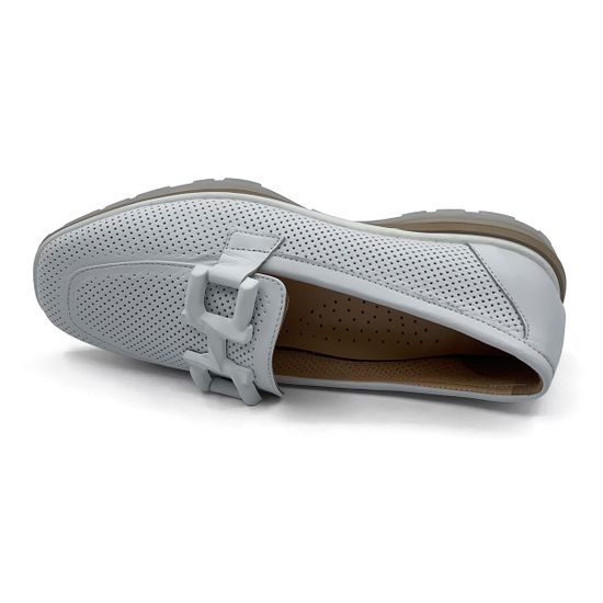 Лоферы CV COVER белые кожаные перфорированные - фото 5, 100-18 COV