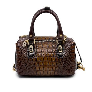 Сумка Marino Orlandi кожаная коричневая тиснение крокодил - фото 1, 4961 MO MORO