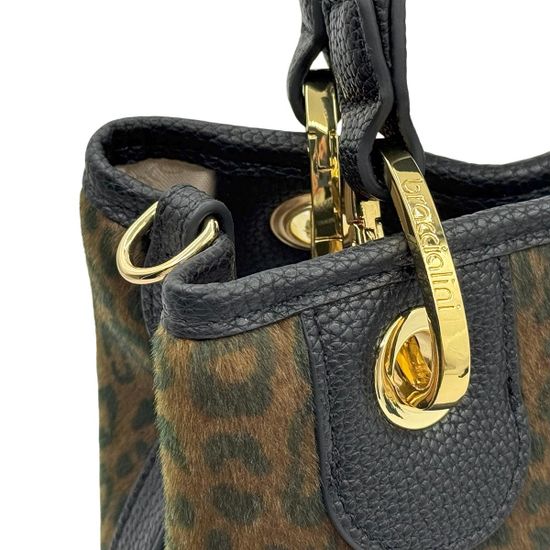 Сумка Braccialini черная/коричневая кожаная принт "леопард" - фото 4, B18573 P42 BRA