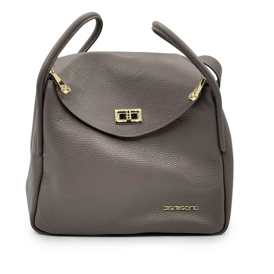 Сумка Di Gregorio серая кожаная - фото 1, 8943 DG GRIGIO