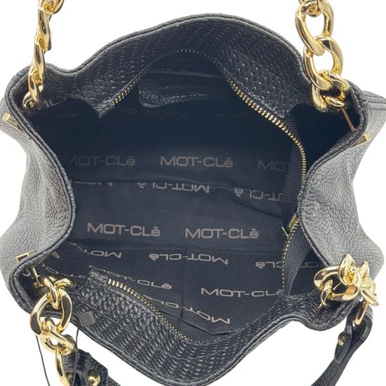 Сумка MOT CLE черная кожаная с &quot;золотой&quot; фурнитурой - фото 6, COFFA MOT NERO GOLD