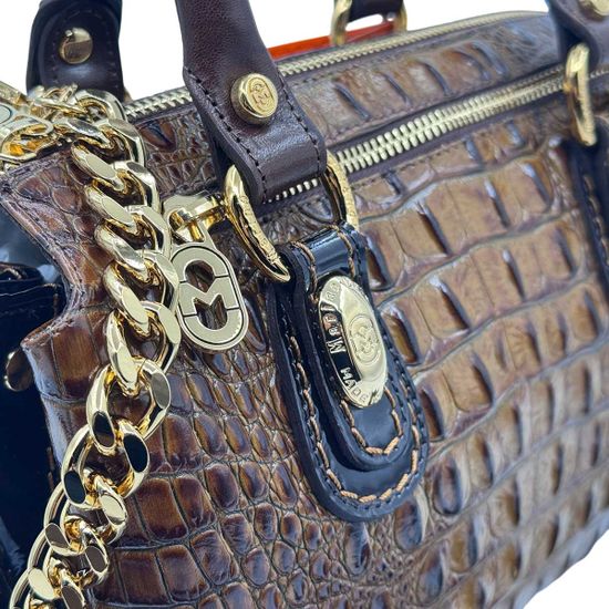 Сумка Marino Orlandi кожаная коричневая тиснение крокодил - фото 4, 4961 MO MORO