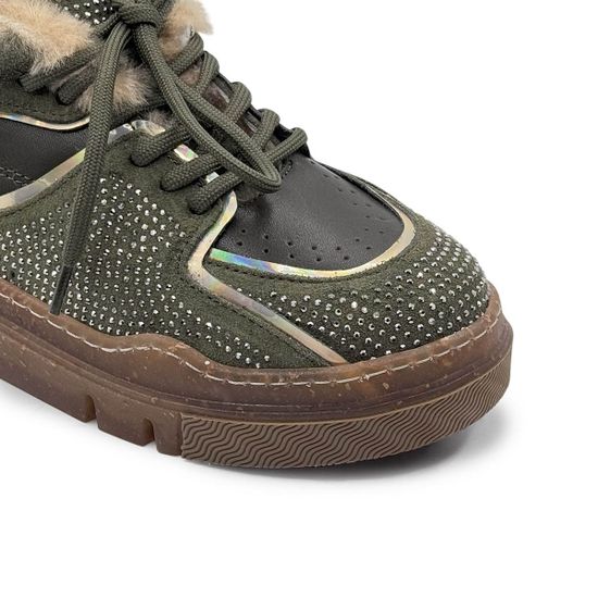 Кеды Lab Milano замша/кожа хаки/черные на меху - фото 6, 200A3351P LAB HAKI