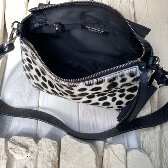 Сумка Ripani черно-белая комбинация кожи и меха пони - фото 13, 