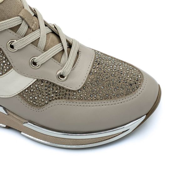 Кроссовки Nila&amp;Nila бежевые комбинация кожи и замши демисезонные - фото 6, 