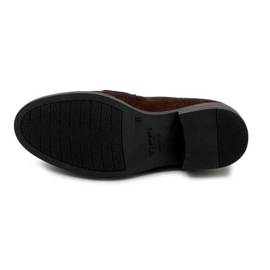 Лоферы Tiffi коричневые замшевые на меху - фото 4, A377 TI MORO