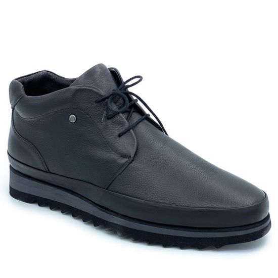 Ботинки Lab Milano черные кожаные МЕХ - фото 2, 