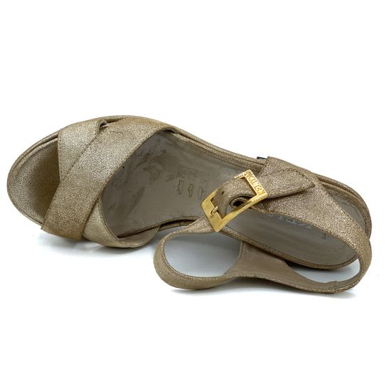 Босоножки Kelton золотые кожаные - фото 5, 