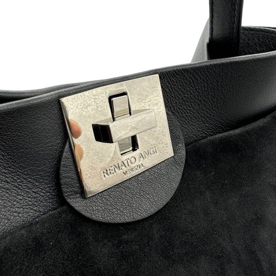 Сумка Renato Angi черная замша/кожа - фото 4,