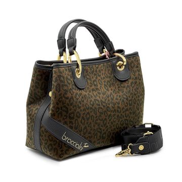 Сумка Braccialini черная/коричневая кожаная принт &quot;леопард&quot; - фото 2, B18571 P42 BRA