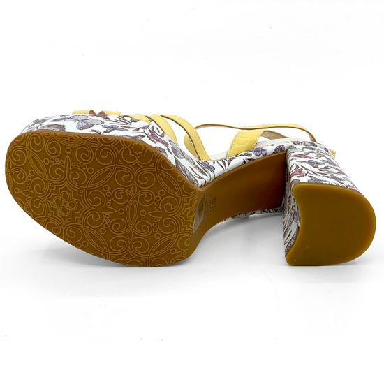 Босоножки Rosso&amp;Nero кожаные желтые на платформе - фото 4, 3865 RN