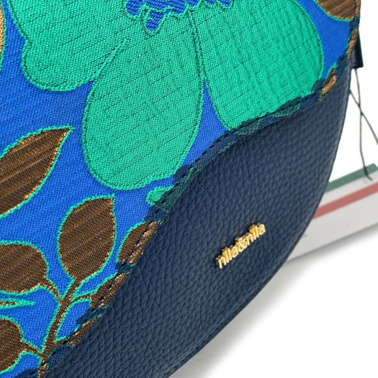Сумка NILA&amp;NILA кожаная текстиль сине-зеленая - фото 4, 