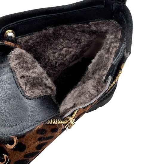 Ботинки Giorgio Brato Zamponi черные кожа/лак с леопардовым принтом на меху - фото 7, 8392 GB