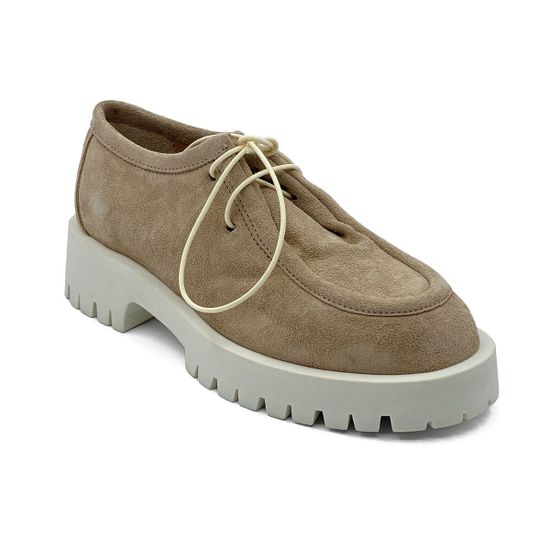 Полуботинки MIMMU замшевые бежевые со шнуровкой - фото 2, E007E2 MIM NUDE