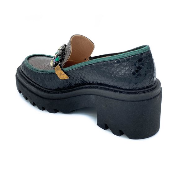 Лоферы Ilasio Renzoni черно-бронзовые кожаные тиснение под питона - фото 3, 6383 IR