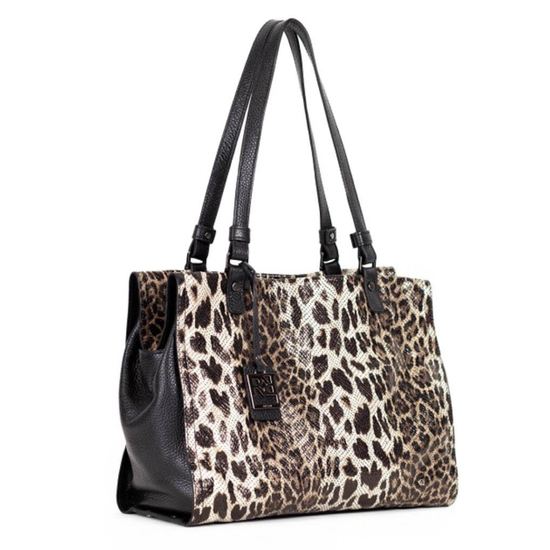 Сумка Ripani черно-коричневая кожаная Леопард - фото 2, 