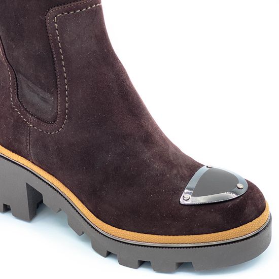 Полусапоги Mara коричневые замшевые МЕХ - фото 5, 