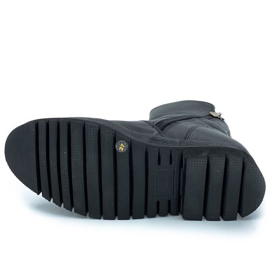 Полусапоги Lab Milano черно-бордовые кожаные МЕХ - фото 4, 