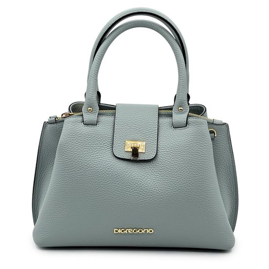 Сумка Di Gregorio серо-голубая кожаная - фото 1, 6002 DG CIELO