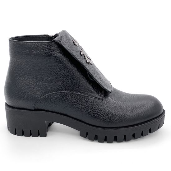 Ботинки Cover черные кожаные на байке - фото 1, 