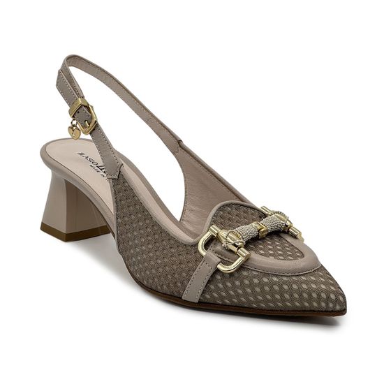 Туфли &quot;шанель&quot; Ilasio Renzoni бежевые кожаные с гипюром - фото 2, 8010 IR