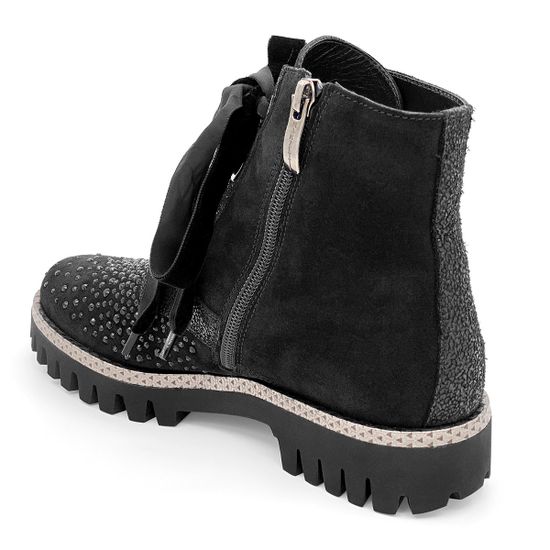 Ботинки Marzetti черные замшевые МЕХ стразы - фото 3, 