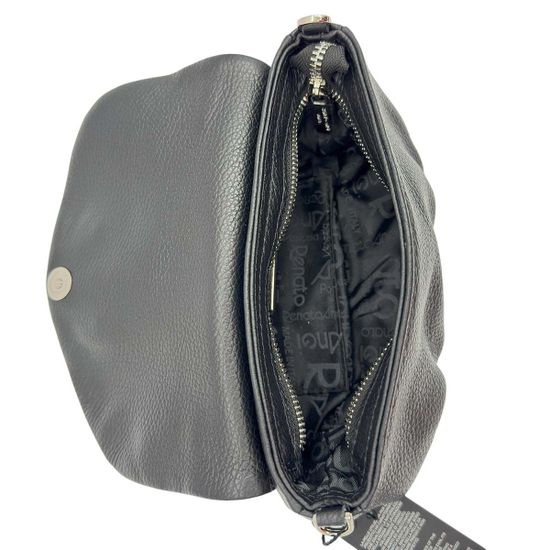 Сумка Renato Angi черная кожаная с цепью и ремнем - фото 5, 3353801 RA NERO