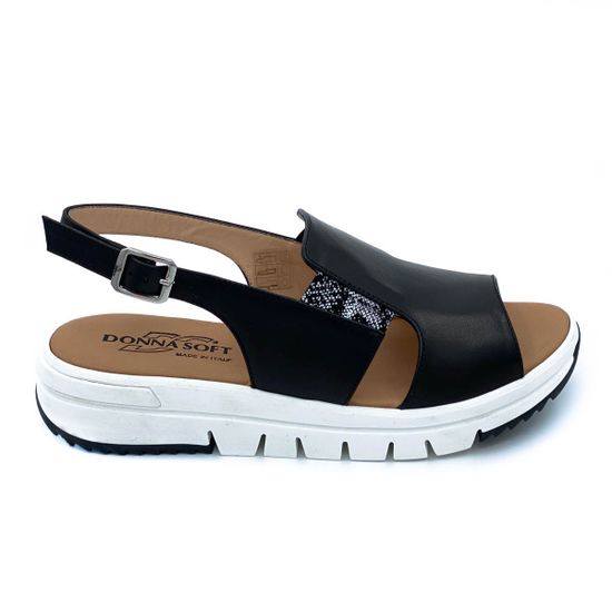 Босоножки Donna Soft черные кожаные - фото 1, 