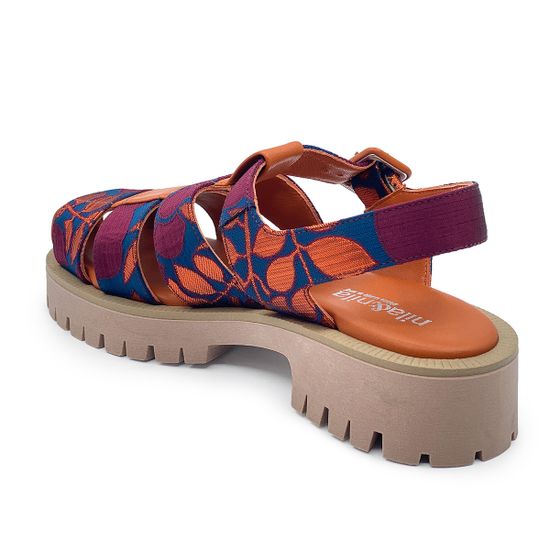 Сандалии NILA&amp;NILA текстиль/кожа бордо/рыжие - фото 3, GIO24002 NIL