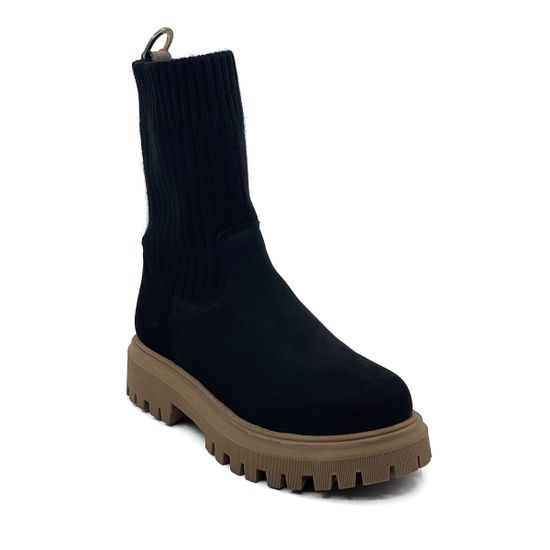 Ботинки Nila Nila черные кожаные на меху на бежевой подошве - фото 2, ZN26285M NIL NERO BEIGE