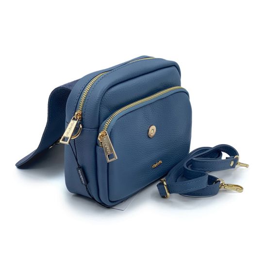 Сумка NILA&amp;NILA кожаная голубая с пчелкой - фото 2, 