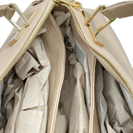 Сумка Di Gregorio бежевая кожаная - фото 6, 