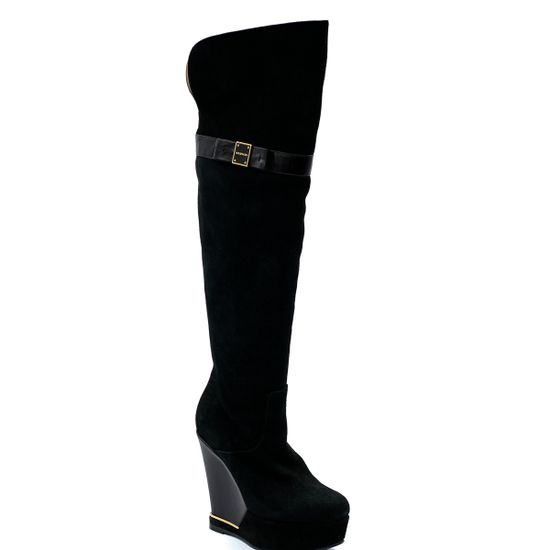 Ботфорты Renzi черные замшевые байка - фото 2, 452910 RZ