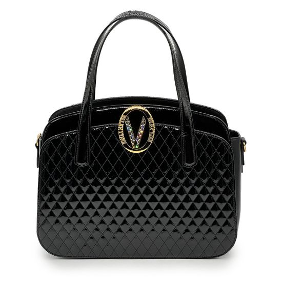 Сумка Valentino Orlandi черная из ламинированной кожи - фото 1, 7217 VO NERO