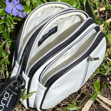 Сумочка Di Gregorio кросс-боди бело-черная кожаная маленькая - фото 2, 8829 DG BIANCO