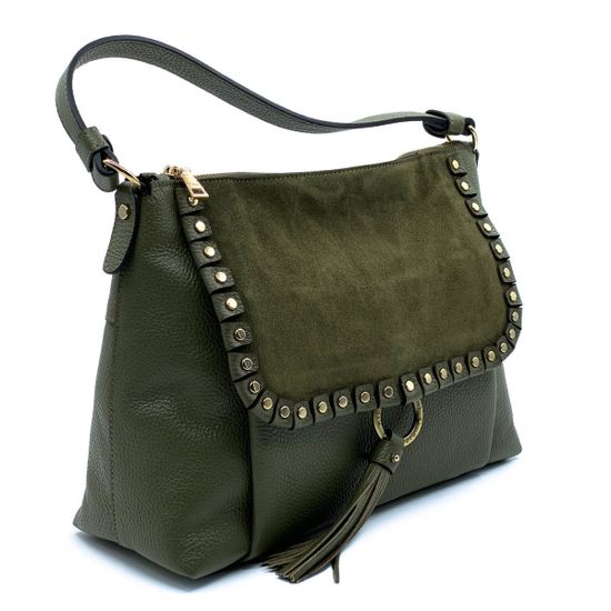 Сумка Ripani зеленая комбинация кожи и замши - фото 2, 