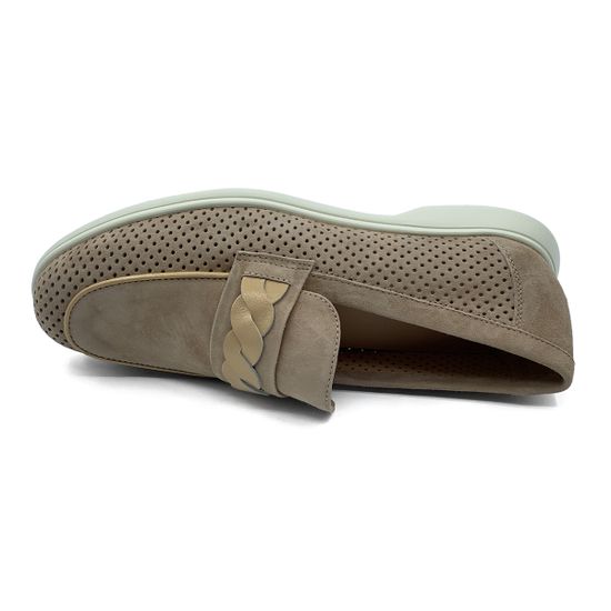 Лоферы Donna Soft замшевые перфорированные бежевые - фото 5, DS1765 DS