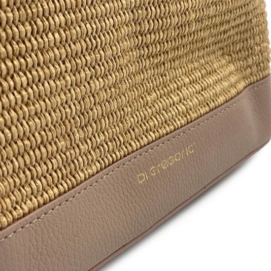 Сумка Di Gregorio розовая/бежевая кожа/текстиль - фото 4, 