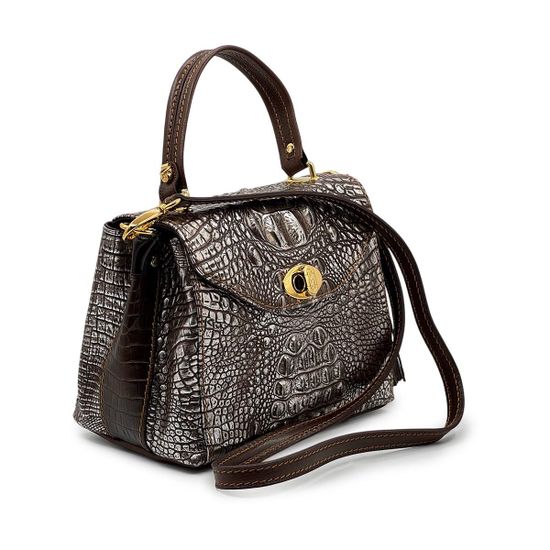 Сумка Marino Orlandi кожаная крокодил коричневая/серебристая - фото 2, 4833 MO MORO ARGENTO