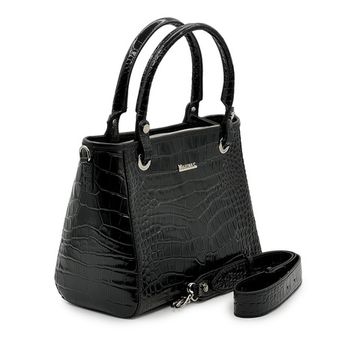Сумка Marina Creazioni черная кожаная &quot;крокодил&quot; - фото 2, B6930 MC NERO COCCO
