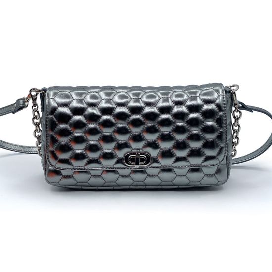 Клатч Marina Creazioni серебряного цвета кожаный - фото 1, 