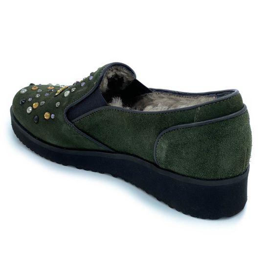 Полуботинки Marzetti зеленые замшевые МЕХ - фото 3, 
