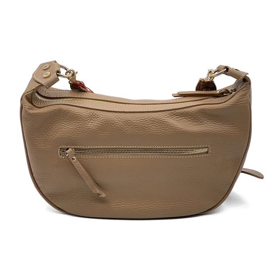 Сумочка-банан Marina Creazioni бежевая кожаная - фото 3, 