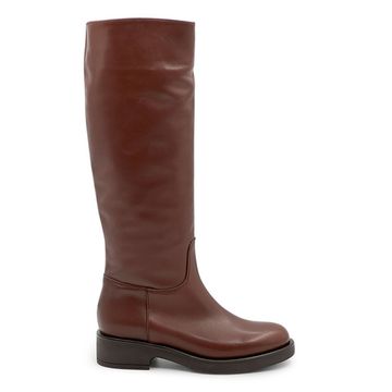 Сапоги Tiffi коричневые кожаные на байке - фото 1, A335 TI MORO