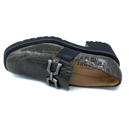 Лоферы Donna Soft зеленые из лакированной кожи тиснение под крокодила - фото 5, DS1571 DS EMERALD