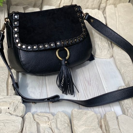 Сумочка Ripani черная комбинация кожи и замши - фото 4, 3862ON RP NERO