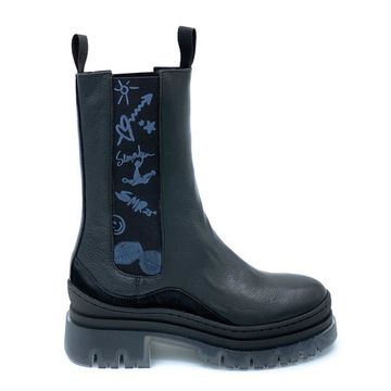 Ботинки челси Mimmu черные демисезонные комбинация кожи и замши - фото 1, E442E1 MIM NERO